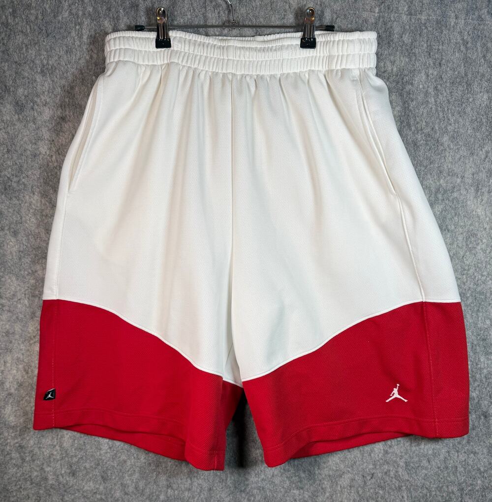 Jordan Y2K Basketball Mesh White Red Longer Length Mens XL Shorts Drawstring